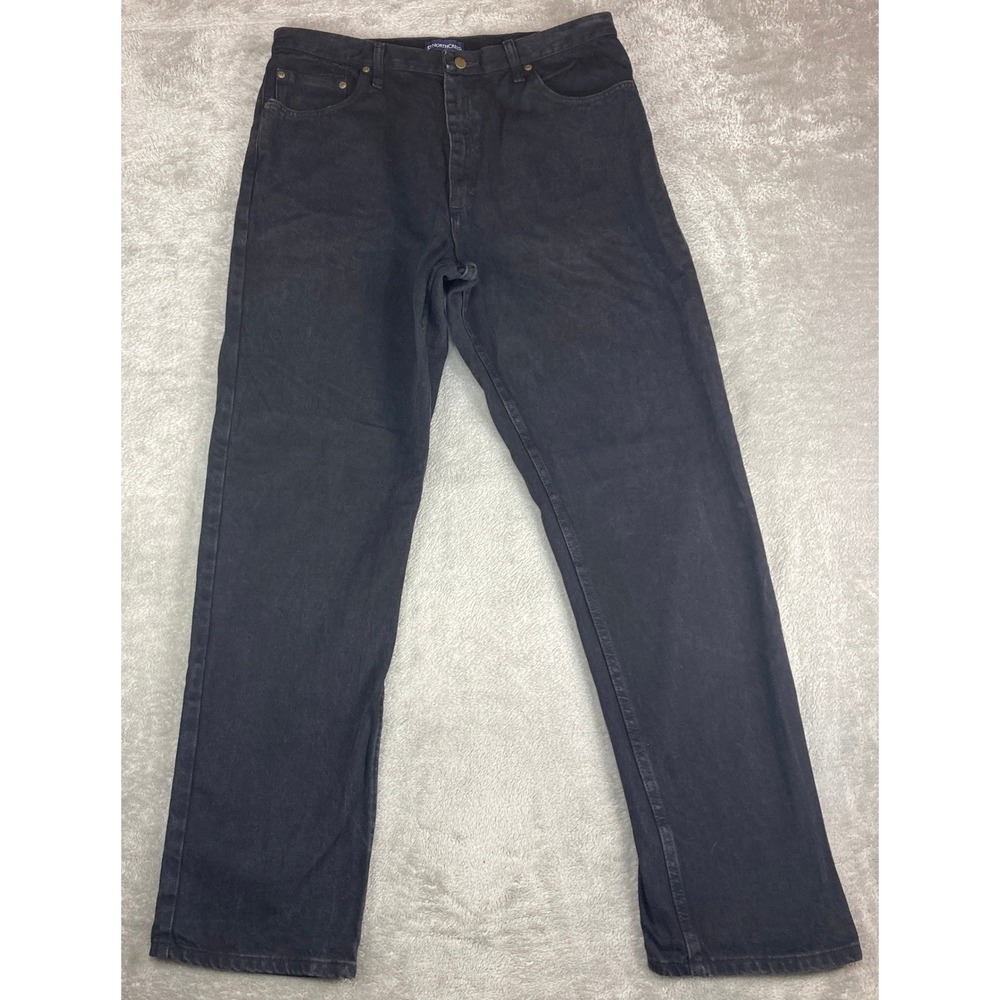 NorthCrest Jeans Mens Black Washed Denim Straight Leg Size 38x34